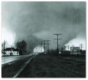 These twins hit an Indiana trailer park on Palm Sunday, 1965. Wikipedia
