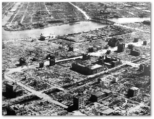 A residential section of Tokyo after Operation Meetinghouse on March 10, 1945. (Wikipedia)
