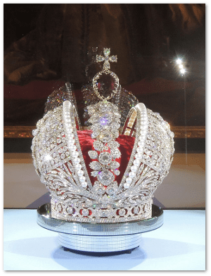 This is a replica.  For some reason, its keepers in the Kremlin don't allow 4,936 real diamonds to be publicly displayed.  Source