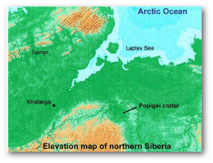 Popigai crater.  Source