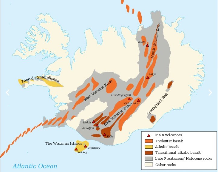 iceland volcanism general map